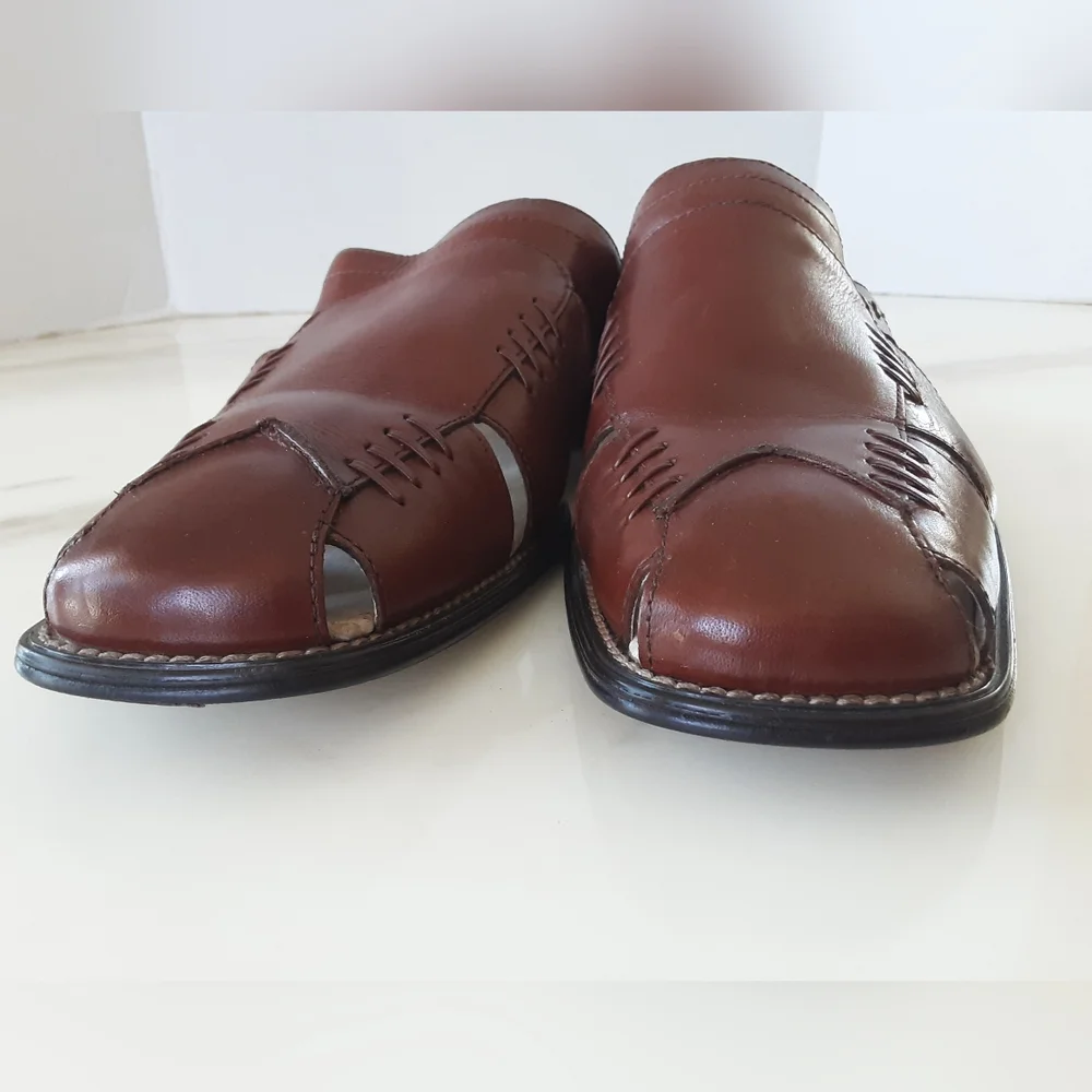 STACY ADAMS Brown Leather Fisherman Slip-On Sandals Sz 11.5 M